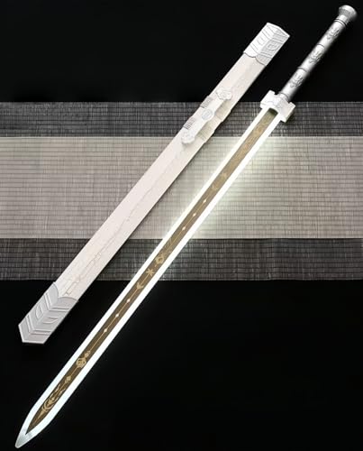 Gamire 発光 コスプレ 中国風 漢剣 発光 充電式 光る刀 日本刀 光る剣 全長100cm 天然竹製 木剣 剣道 剣術 初心者向け 素振り用 長刀剣 模造刀 コスプレグッズ ハロウィンイベント テーマパーティー キャラクター展 大人用 舞台使用 贈り