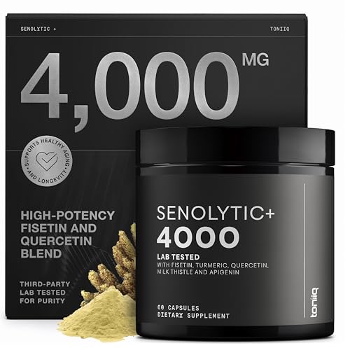 Fisetin Supplement Senolytic Supplement Ultra High Potency 4 000mg with Quercetin Curcumin 97% Apigenin & Milk Thistle High Strength Blend Third-Party Lab Tested 3 Month Supply