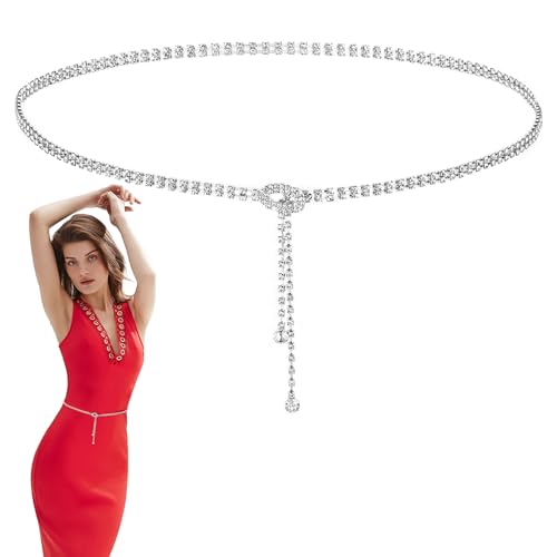 Teouuas Strass Ceinture, Ceinture en Strass pour Femme, Chaîne Taille Cristalline, Chaîne de...
