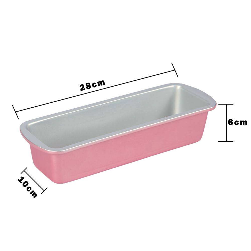 CANDeal 2 Uds 11 X 4 Pulgadas Moldes Rectangulares Para Pan, Molde Para Pan De Acero Al Carbono Para Hornear, Molde Para Pan Antiadherente De Porcelana Para Hornear, Molde Para Hornear Pan, Rosa