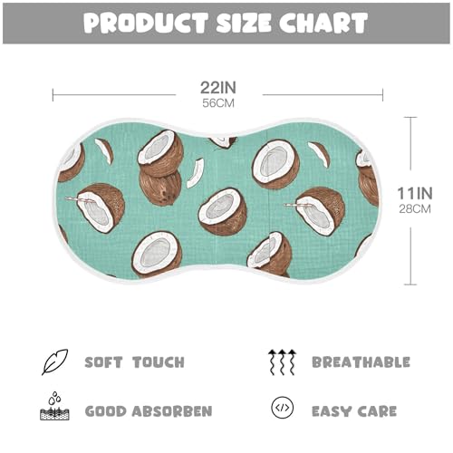 xigua Coconuts Muslin Baby Burp Cloths Set of 2, Super Soft & Absorbent Burping Rags, Cotton Burp Clothes Shower Gift for Newborn, Baby Girls and Boys4