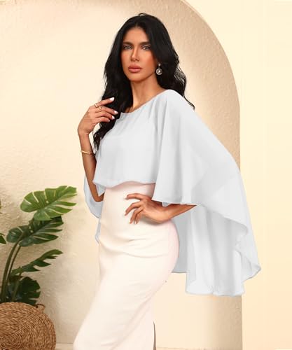 Chiffon Sheer Shawl Wraps Women's Girls Shrug for Evening Dress Wedding Cape Cover Up 1920s Shawl4