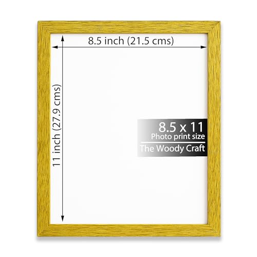 Image of Photo Frame 8.5x11 Letter Size | Cheerful Yellow Photo Frames For Wall Decor | Wall Frames That Brighten Any Room | Classic Wooden Photo Frame | Yellow Frames For Wall Decor | Wedding Photo Frame