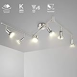 【Ausreichende Helligkeit】Die 6-flammige Deckenlampe inklusive 6x6W LED-Lampen, 600lm pro Scheinwerfer und 2800K warmweiß, Energieeffizienz: A+ ; Hohe Farbwiegdergabe: 83 Ra. Perfekt zum Ersatz gewöhnlicher 50W GU10 Halogenlampen.