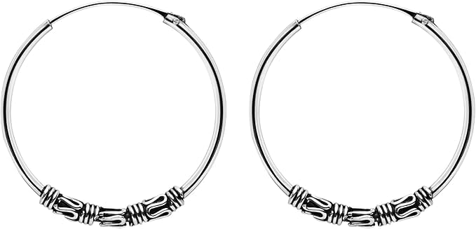 Aros de plata 925 boho de 40mm para un estilo etnico y urbano unisex