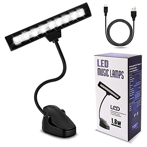 Lámpara de atril CeSunlight, 3 colores de temperatura, 3 modos de iluminación de intensidad ajustable, perfecta para piano, DJ y artesanía, lámpara de noche, batería recargable, cable de carga USB Cover