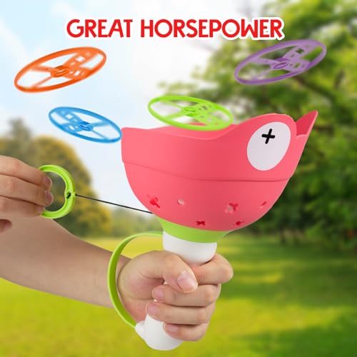 Outdoor Toys for Kids Ages 4-8, Flying Disc Launcher Toys Manual Capture Catching Outdoor Games for 3 4 5 6 7 8 Years Old Boys Girls,Fun Outside Toys for Toddlers 3-5 Christmas Easter Birthday Gifts