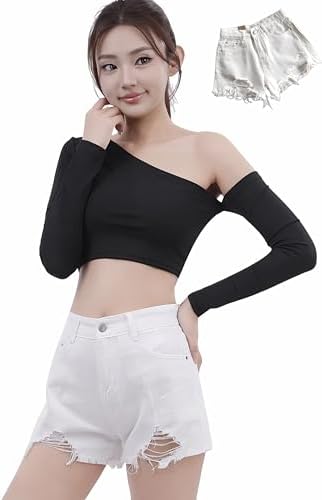 MIRIPARIS Women's Shorts, Salad Damaged Hot Pants, Denim Shorts, Low Rise Jeans, Jeans, Casua, Beautiful Legs