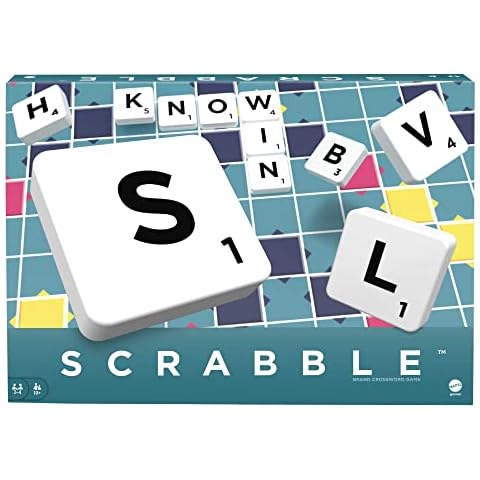 Scrabble Crossword - Classic Board Game - 100 Letter Tiles - 4 Racks - 1 Letter Bag - Instructions Included - for 2 to 4 Players - Gift For Kids 10 +, Y9592, Pack of 1 Cover