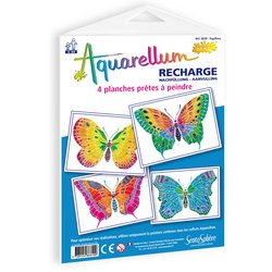 SentoSphère - RECHARGE AQUARELLUM JUNIOR - PAPILLONS - Recharge Cartes Aquarellum - Kit peinture - Peinture Aquarellable Magique - A partir de 7 ans - fabriqué en France