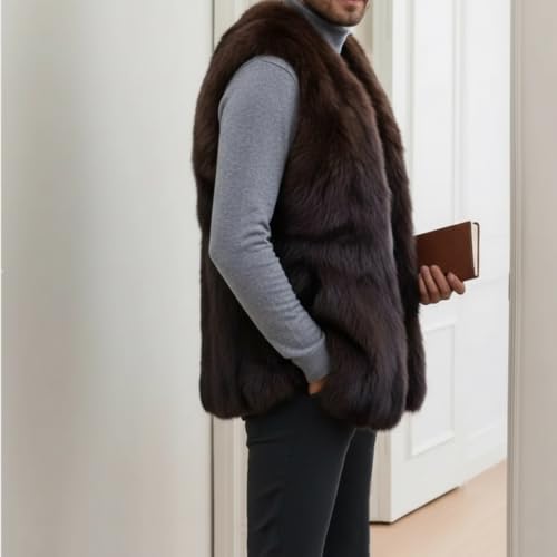 Image of Colf Men's Winter Sleeveless Faux Fur Vest Short Coat | Mens Faux Fur Jacket, Short Coat , Sleeveless Waistcoat, Winter Overcoat, Fluffy