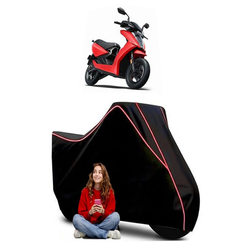 Image of 450 Scooty Bike Cover Water Resistant Outdoor Use Universal Fit Scooters Motorcycles Heavy Duty UV Protection Dust Rain Scratch Resistant Elastic Bottom Black Blue Piping