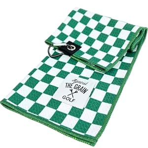 Microfiber Golf Towel with Clip – (12″x20″) Green & White Checkered Design Golf Club Towel, Golf Towels for Men, Golf Bag Towel, Golf Towels for Golf Bags Women, Cool Golf Towels for Golf Bags for Men