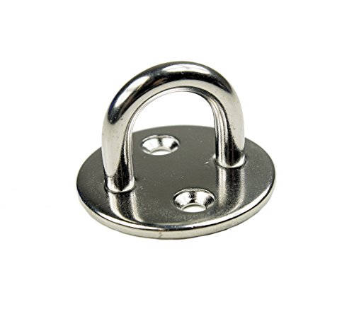 Preisvergleich Produktbild KAMERO Edelstahl Augplatte rund, D8, Platte 50mm, Wandhaken, Halterung Haken, V4A, rostfrei