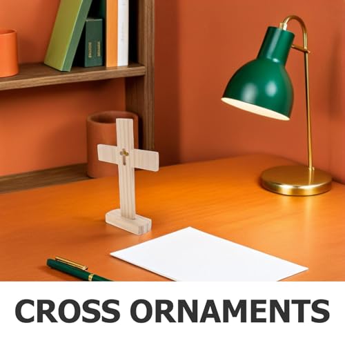 Cruces de madera de mesa pequeñas Alipis: decoración religiosa sin terminar 4
