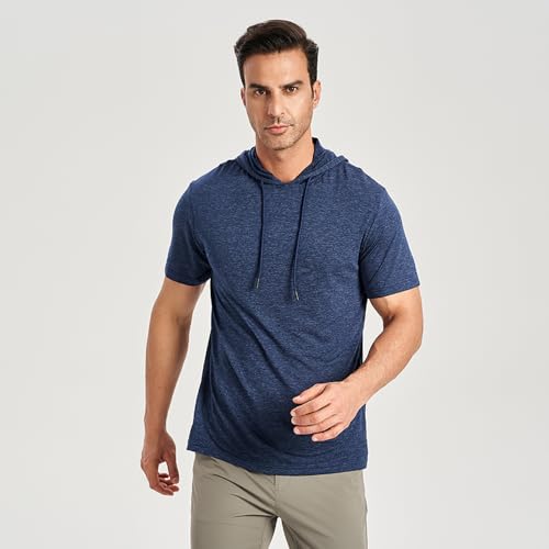 Men's 2-Pack Dry Fit Short Sleeve Workout Hoodie Athletic Pullover Gym Sweatshirt2