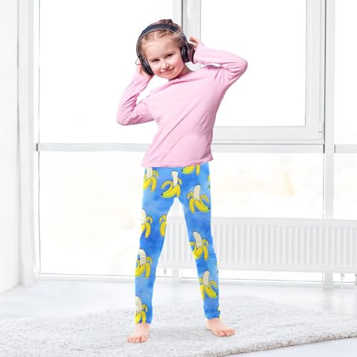 Peeled Banana Tie Dye Girls Leggings Ultra Soft Compression Yoga Gym Pants for Kids 4-10T4