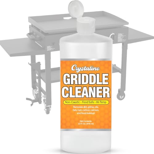 Crystalino Flat Top Grill Cleaner (32 Fl Oz), Removes Grease, Rust, Fats, Carbon, and Calcium, Griddle Cleaning Kit, Use on Stainless Steel as Wolf Blackstone Griddle Cleaner for Flat Top Degreaser