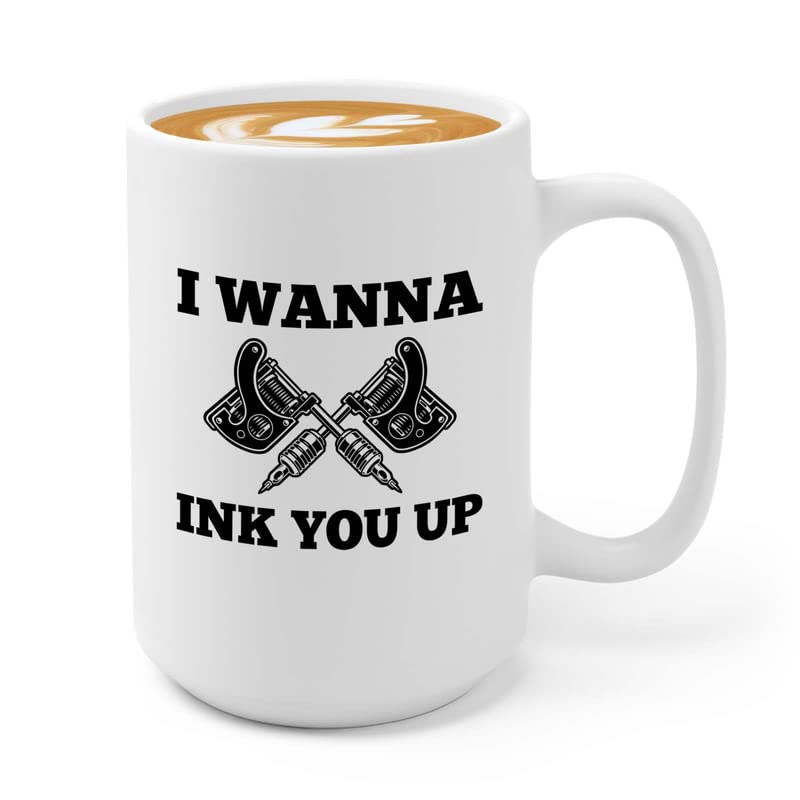 Bubble Hugs Tattoo Artist Coffee Mug 15oz White - I wanna Ink You Up - Tattooist Gift Tattooing Tattoo Shop Decor Tattooer Inker Studio Designer Tattoo Fund