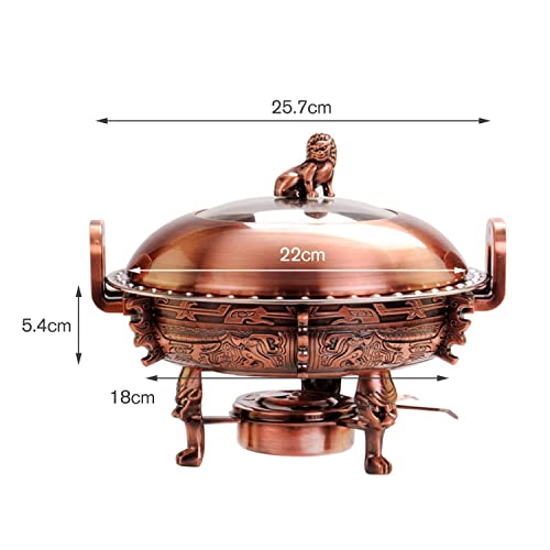 cvhtroe Chafing Dish aus Edelstahl, rundes Chafer Buffetwärmer-Set mit Pfannen, Herdständer, sichtbarem Topfdeckel und… – Bild 7