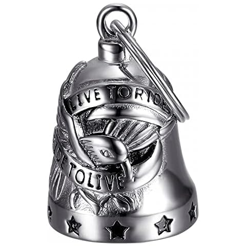 BOBIJOO JEWELRY - Bell Lucky Charms Protection Biker Motorcycle Biker 316L Steel Live to Ride Eagle Silver Cover