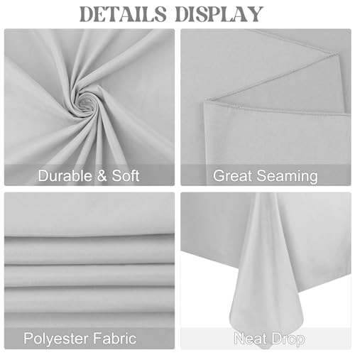 Image of 4 Pack Rectangle Tablecloth for 6 Foot Tables Washable Polyester Table Cover for Wedding Dining Table Parties Banquet(60x102 Grey)
