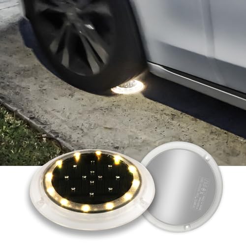 SHONE SHONELIGHTING Solar Dock Lights, Deck LED Disc, Warm White, 2 Pack