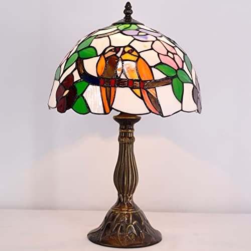Image of WERFACTORY Tiffany Table Lamp Stained Glass Bedside Lamp 18 Inch Tall