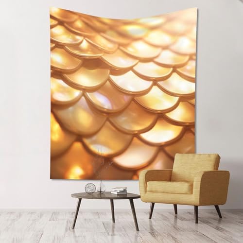 Tapisserie murale écailles de sirène doré SHuWeiD légère pour chambre