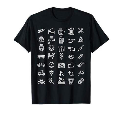 Viaje Iconos Camisa Viajero Divertido Hack Idioma Viajando Camiseta