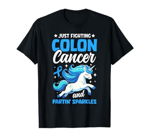 Unicorno Cancro Colon Scintilla Blu Scuro Nastro Colorettale Maglietta