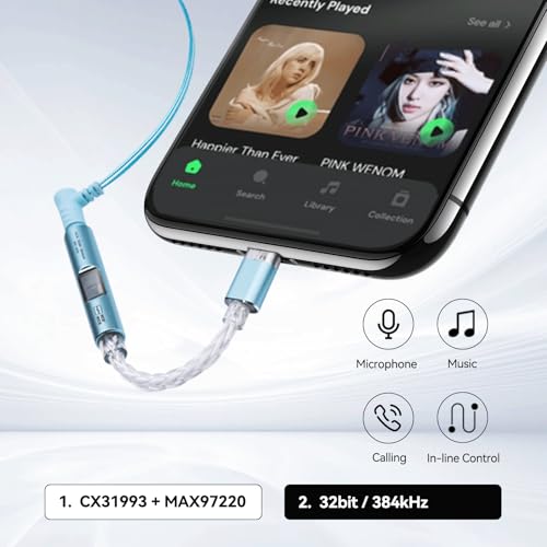 Image of NICEHCK NK1 MAX Silver CX31993 Dual Chip USB C to 3.5 HiFi DAC Amp Cable | DAC dongle with CX31993+MAX97220 dual chips, upgraded 8-strand silver-plated OCC cable,supports 32bit /384kHz lossless audio