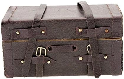 Miniatura 4 de EatingBiting Casa de muñecas en miniatura Accesorios de muebles de muñecas 1:12 casa de muñecas en miniatura vintage marrón Lugguage Box maletero,