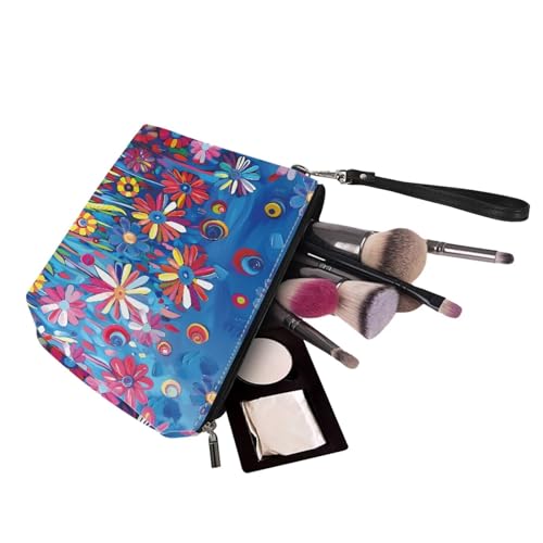 Image of Floral Tote Bag Large Top Handle Purse with Matching Wallet, Purse and Handbag Set for Women Satchel Bag Hobo Bag with PU Cosmetic Bag for Working, Shopping, Blue