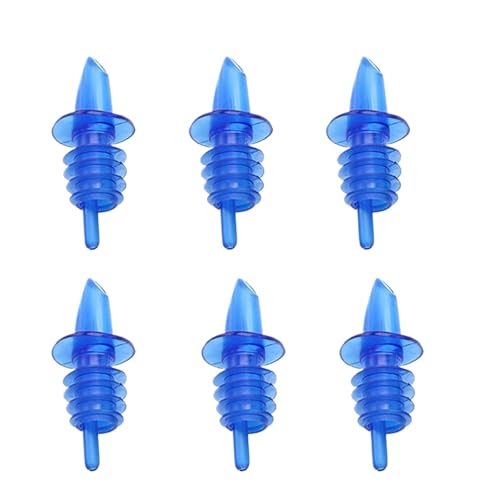 BGHYJKOL Stainless Steel Pourers Vertedores de Botellas Licor, caños plástico Flujo, Color Negro, for Bares, Clubes, Pubs, restaurantes, cafeterías(6 pcs Blue)