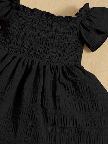 Floerns Baby Girl's Square Neck Shirred Short Sleeve Boho Flared Hem Dress4