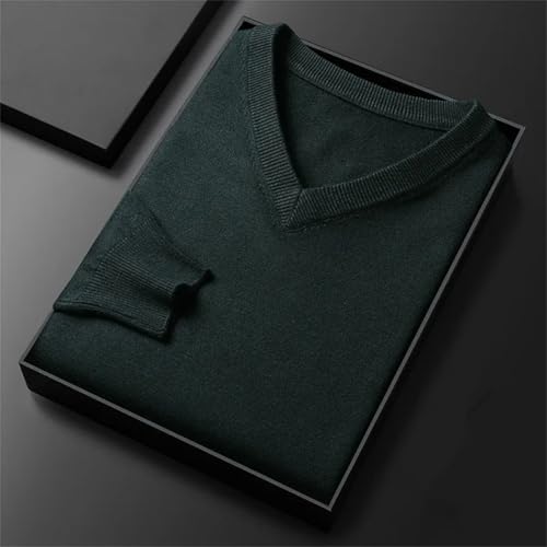 Men’s V-Neck Sweater Knit Pullover Slim Fit Solid Color Long Sleeve Casual Business Comfortable Sweater4