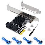 Moonqkuses – SATA Karte, PCIe SATA Karte 4 Ports mit 4 SATA Kabeln, SATA 