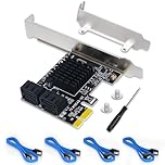 Carte d'extension de contrôleur SATA 3.0 à 4 ports PCIe - 6 Gbps avec support à faible encombrement, 4 câbles SATA, non RAID, démarrage comme disque système, prend en charge 4 périphériques