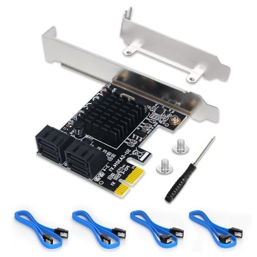 SATA Karte, PCIe SATA Karte 4 Ports mit 4 SATA Kabeln, SATA 3.0 Controller Erweiterungskarte