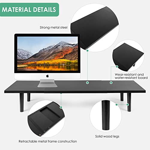 Loteyike Dual Monitor Stand For 2 Monitors, Large Monitor Riser With Adjustable Length Desk Shelf Organizer, Computer Monitor Stand For Desktop, Computer,Laptop,Screen,Printer,Tv (Black Color) #TOP2