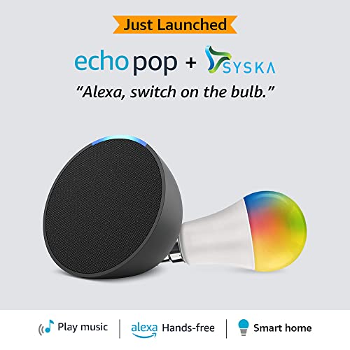 Image of Echo Pop (Black) Combo with Syska 12W Smart Color Bulb