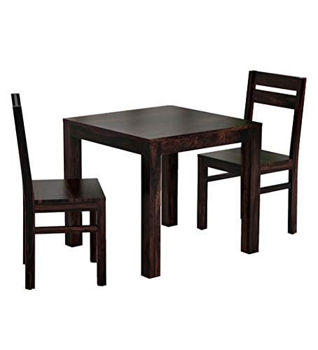 Image of JEENWOOD Solid Wood Dining Table 2 Seater | Dining Table with 2 Chairs | Dining Room Furniture | Sheesham Wood, Warm Chestnut Finish - Brown