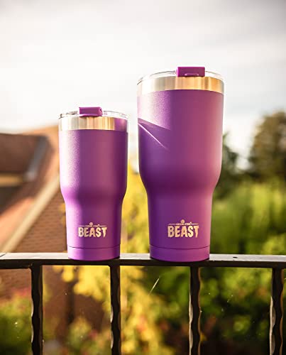 Image of Beast 30 oz Tumbler Stainless Steel Insulated Coffee Cup with Lid, 2 Straws, Brush & Gift Box (30 oz, Deep Purple)