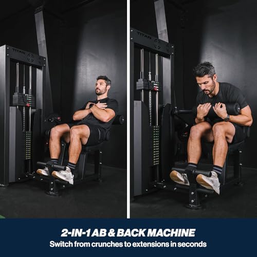 Image of Titan Fitness Selectorized Abdominal & Lower Back Machine, 200 LB Weight Stack, Adjustable 2-in-1 Ab and Back Workout Equipment, Home Gym Exercise Machines