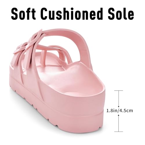 Image of Goosecret Women's Platform Sandals with Arch Support Comfortable Foam Slides Summer Beach Sandals with Adjustable Buckle Pink, 42