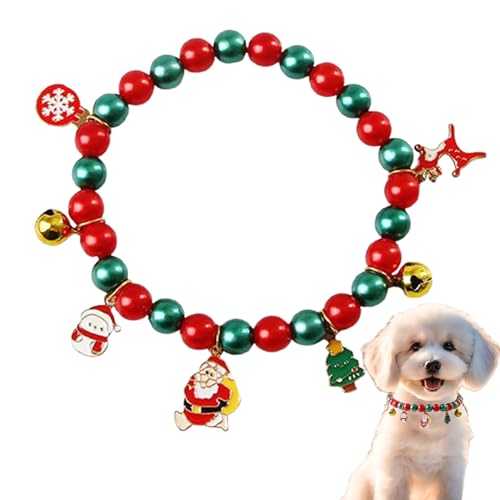 Collar de Navidad para perro, collar de gatito de invierno, collar con muñeco de nieve, copos de nieve, alce, Papá Noel, colgante de árbol de Navidad y campana de lazo para gatos, niñas, niños