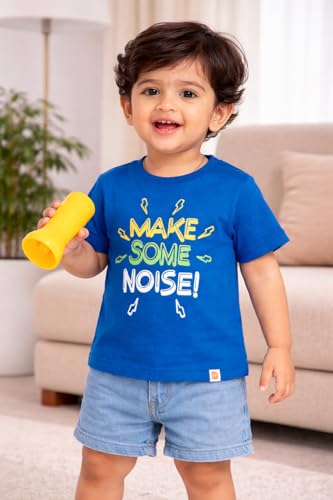 Image of BODYCARE Kids Inafant Placement Print Boys Round Neck Half Sleeves Cotton T-Shirt | Skin Friendly Regular Fit | Soft Breathable Fabric Comfortable & Durability | Pack of 1 | Mustard | Age 6-12 Months