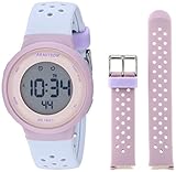 Armitron Sport Women's Digital Chronograph Blush Pink and Powder Blue Interchangeable Silicone Strap Watch, 45/7124PBLST, Blue/Lavender