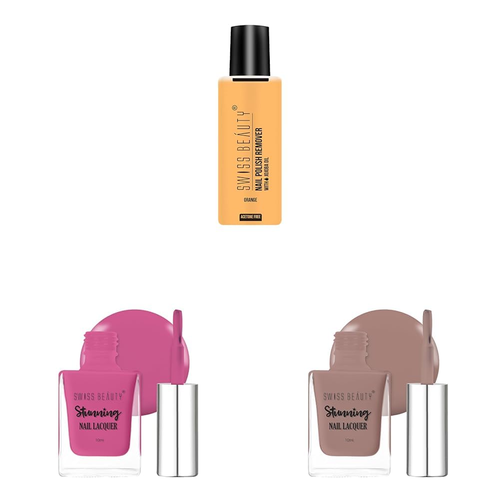 SWISS BEAUTY Nail Combo Kit With Stunning Nail Lacquer & Glossy Finish Nail Paint Remover,10 Milliliters SWISS BEAUTY Nail Combo Kit With Stunning Nail Lacquer & Glossy Finish Nail Paint Remover,10 Milliliters